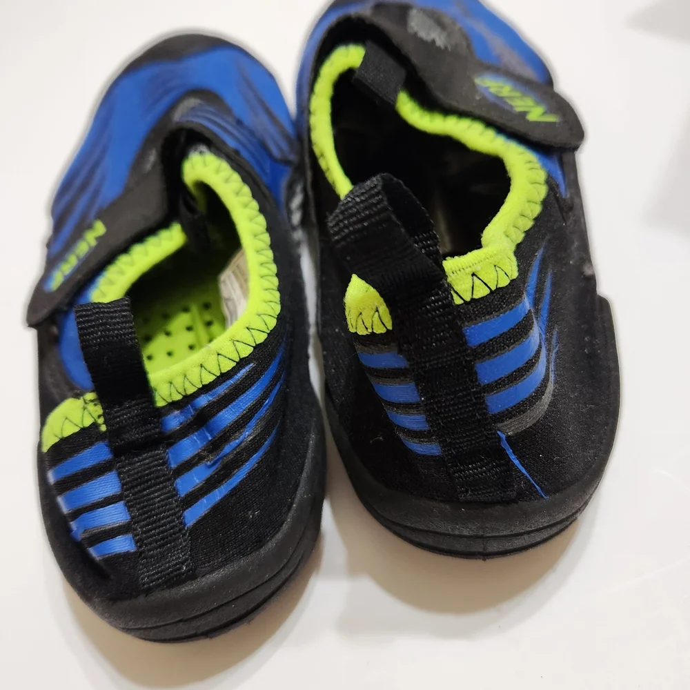 Nerf Kids Blue Slip-On Water Shoes with Lime Trim, M(13-1)